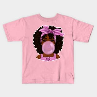 Bubble Gum | Black Girl Art Design Kids T-Shirt